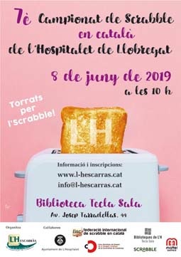 scrabble, català, llengua, scrabble en català, FISC, Federació internacional de Scrabble en català, L'Hescarràs, club de scrabble, L'Hospitalet, L'H, LH9, L'Hospitalet de Llobregat, 2019, Tecla Sala, biblioteca, Ajuntament